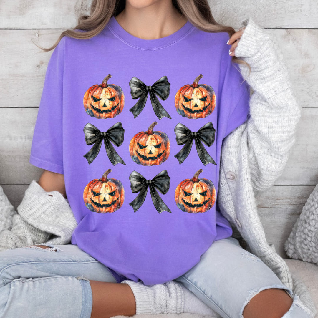 Pumpkin & Bows Purple Tee