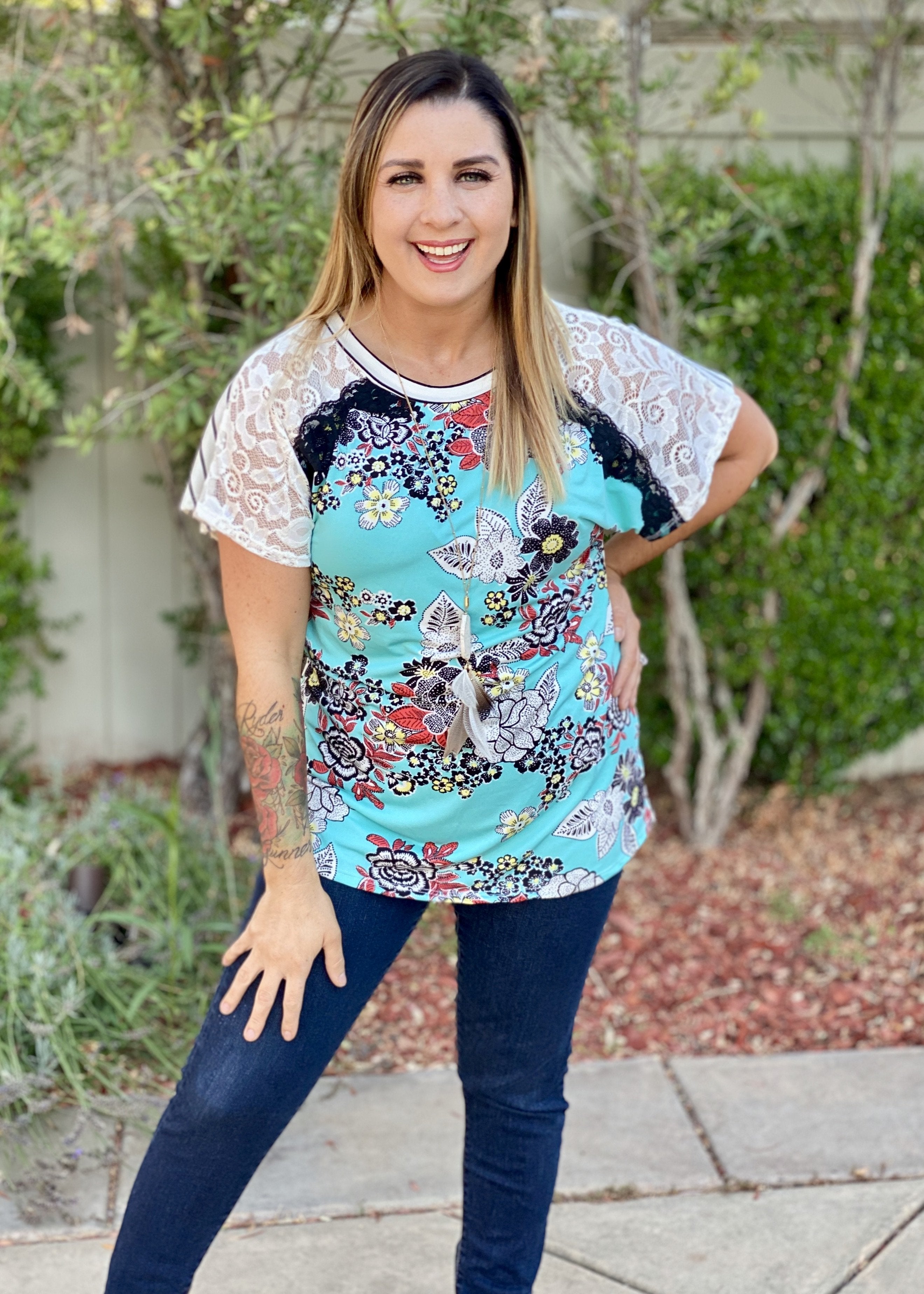 All Mixed Up Lace Tunic Top