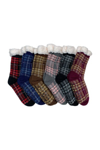 Plaid Fleece Lined Socks