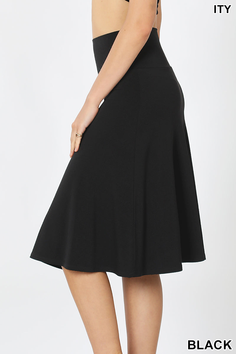 Black A-Line Flared Skirt