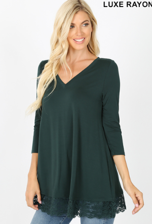 Hunter Green Lace Top