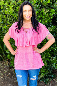 Magnificent Beauty Ruffle Top in Pink