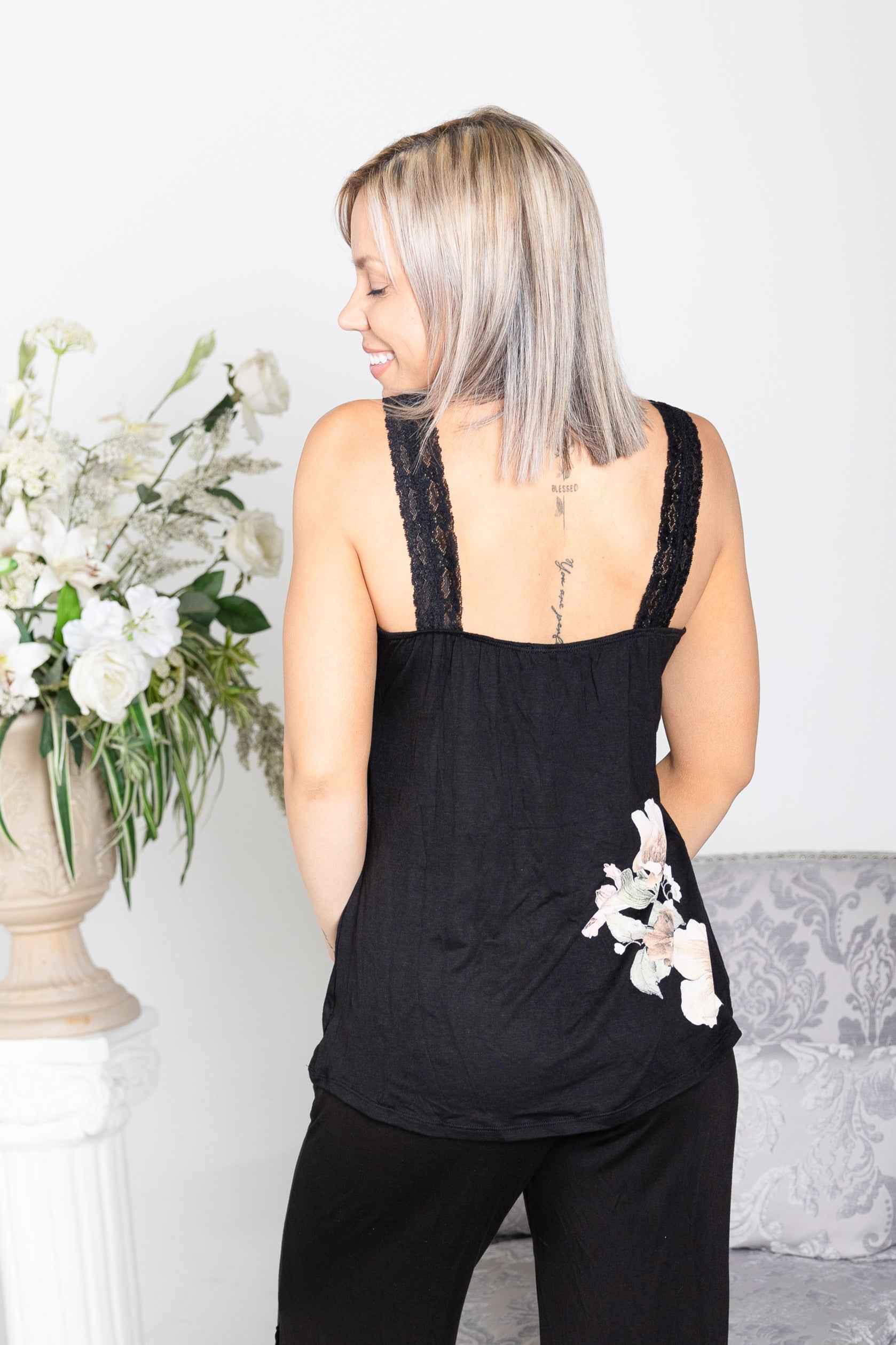 Blooming Beauty Lace Trim Tank