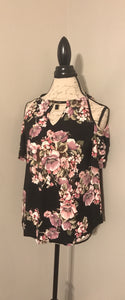 Pink Floral Cold Shoulder