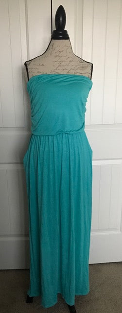 Teal Strapless Maxi